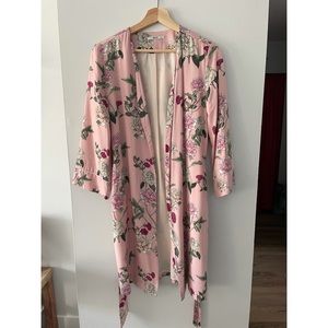 Pink floral wrap cardigan